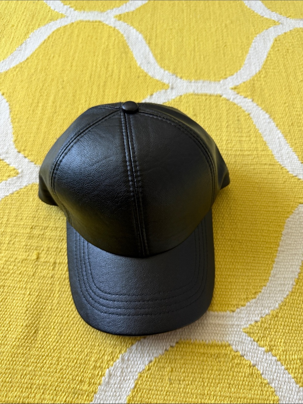 Black Leather-Look Men's Baseball Cap